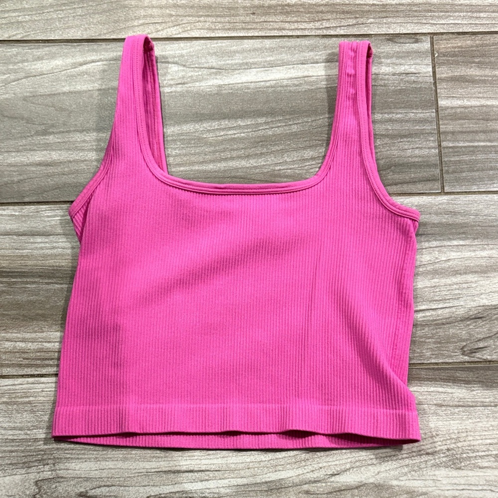 Pink Ribbed Tank Top